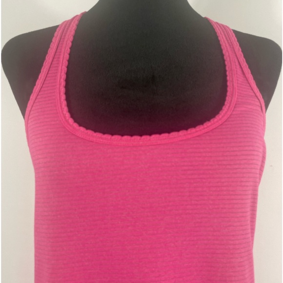 Lululemon Pink Stripped, Racerback Tank, Scallop hem, Size Small - Picture 2 of 10